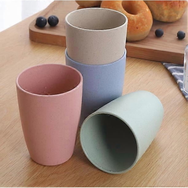 Eco-Friendly Unbreakable Reusable Drinking Cup For Adult, Wheat Straw Biodegradable Healthy Tumbler Set 4