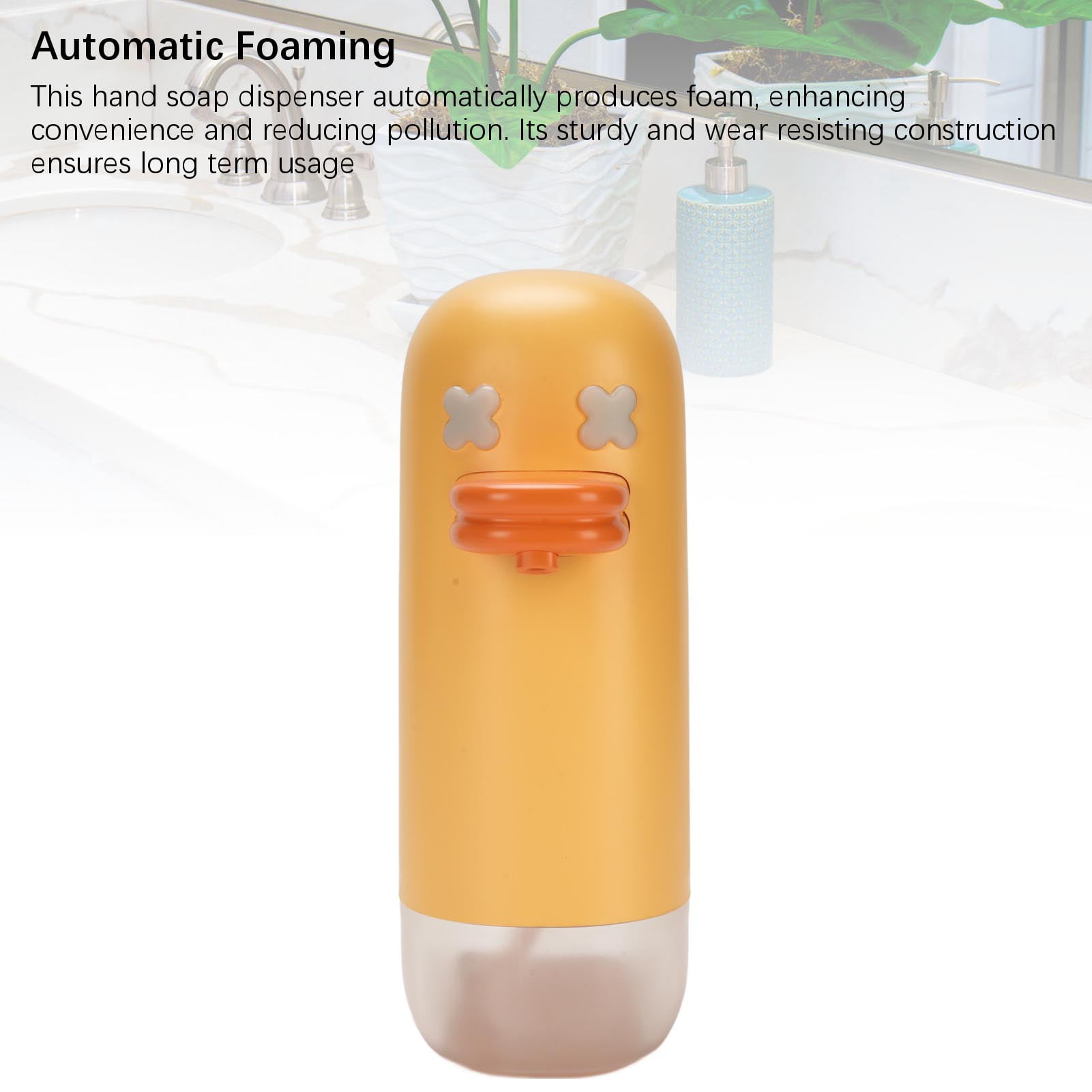 BIMZUC Automatic Foaming Soap Dispenser Cute Duck Touchless Smart Sensor Wall Mounted Hand Washer Bathroom Kitchen Rechargeable Battery 350ml 11.8 fl oz Type 2