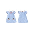 thumbnail image 2 of BemeyourBBs Toddler Baby Girl Back to School Dress Summer Kindergarten Outfits First Day of School Outfit 2 3 4 5 6 7 Years Apple Embroidery Doll Collar Short Sleeves Plaid A Line Dress, 2 of 9