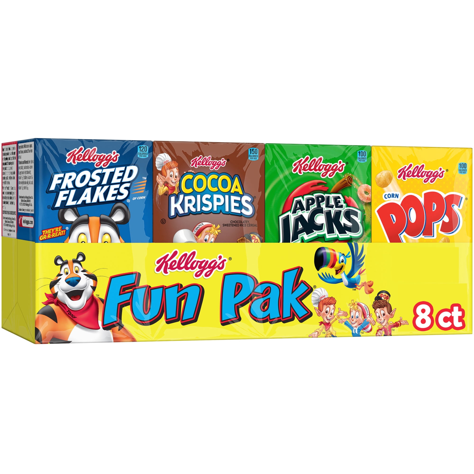 Kellogg's Breakfast Cereal, Kids Cereal, Family Breakfast, Variety Pack, 8.56oz Tray (8 Boxes)