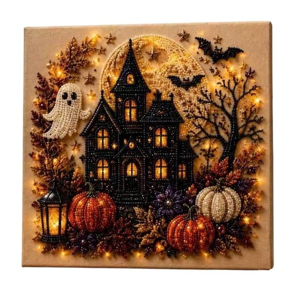 Halloween Ghost Pearl Art DIY Kit, Pearl Painting Kits for Adults, Pearls Diamond Art, Fall Art Home Decor Gifts for Girlfriends, Mothers, Teachers, Grandmothers