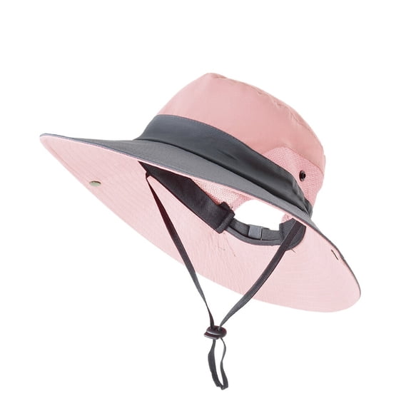 Ayamaya Summer Women Ponytail Sun Hat, UV Protection Adjustable Foldable Women Bucket Hats with Wide Brim for Beach Fishing
