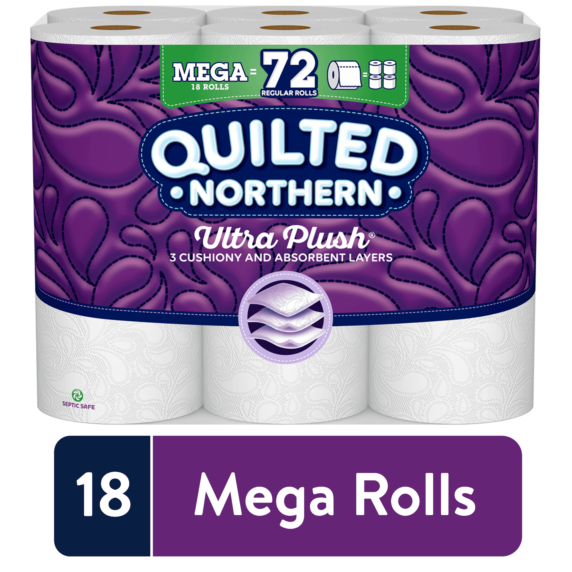 Quilted Northen Ultra Plush Toilet Paper, 18 Mega Rolls (= 72 Regular Rolls)