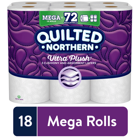 Quilted Northen Ultra Plush Toilet Paper, 18 Mega Rolls (= 72 Regular Rolls)