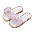 thumbnail image 1 of ZACPNCV Girl's Bow Open Toe Slip on Slippers Slides Flat Sandals Pink 7.5-9 Years, 1 of 1