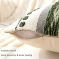 thumbnail image 3 of SUSIELADY Boho Throw Pillow Covers 18x18 Set of 2 Christmas Decorative Cushion Cases Chenille Striped Neutral Square Accent Pillowcases for Sofa Couch Bed, Dark Green, 3 of 6