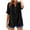 Black, variant on Swstbby Summer Savings Clearance 2025! for Womens Tops Plus Size, Summer Linen Shirts for Women, Women's Solid Color Short Sleeve V Neck Pullover with Button Fashion Blouses Navy XXXXXL