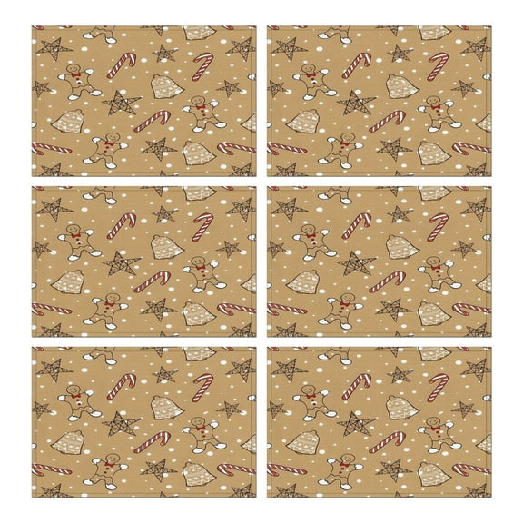 Christmas Table Mats 12x17 Inch Set of 6, Waterproof Plastic Placemats - Winter Snowflake Deer Design for Kitchen Dining Party Decor