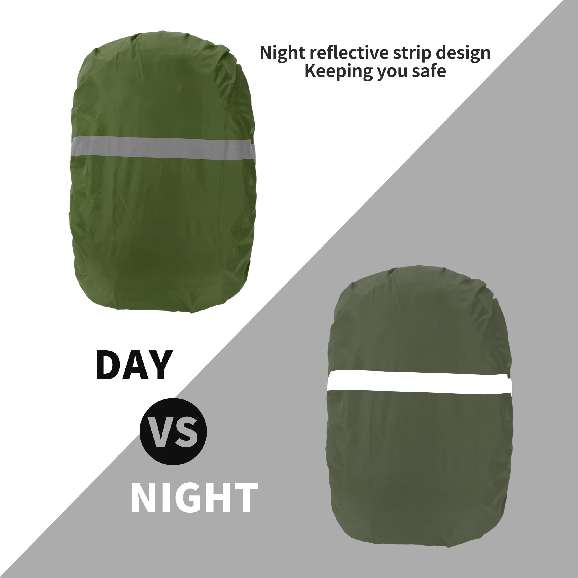 Unique Bargains Reflective Waterproof Backpack Rain Cover Green1