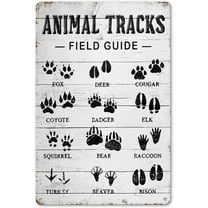 Animal Tracks Field Guide Sign Log Cabin Wall Decor, Forest Hunting Decor, Boy Nursery Decor 8 x 12 Inch (211)