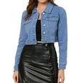 thumbnail image 1 of INSPIRE CHIC Women's Classic Long Sleeve Button Down Jean Denim Jacket, 1 of 6