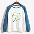 thumbnail image 4 of St. Patrick's Day Shirts for Women Crew Neck Casual Long Sleeve Patchwork Funny Printed Pullover Tops Sweatshirts(Blue,M), 4 of 5