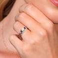 thumbnail image 5 of Gem Stone King 10K White Gold White Ethiopian Opal Blue Created Sapphire and White Lab Grown Diamond 5 Stone Bridal Engagement Wedding Ring Set for Women (0.69 Cttw, Round Cabochon, Size 7), 5 of 6