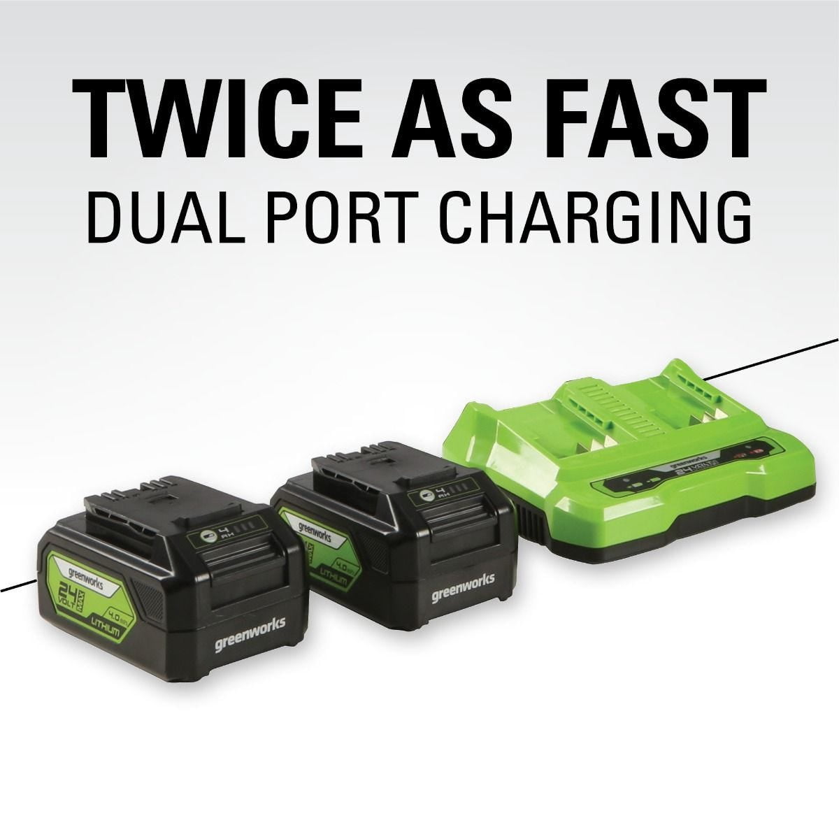 Greenworks 48V (2x24V) 17-inch Lawn Mower/Axial Blower Kit, (2) 4Ah USB Batteries and Dual Port Charger, 1310602AZ