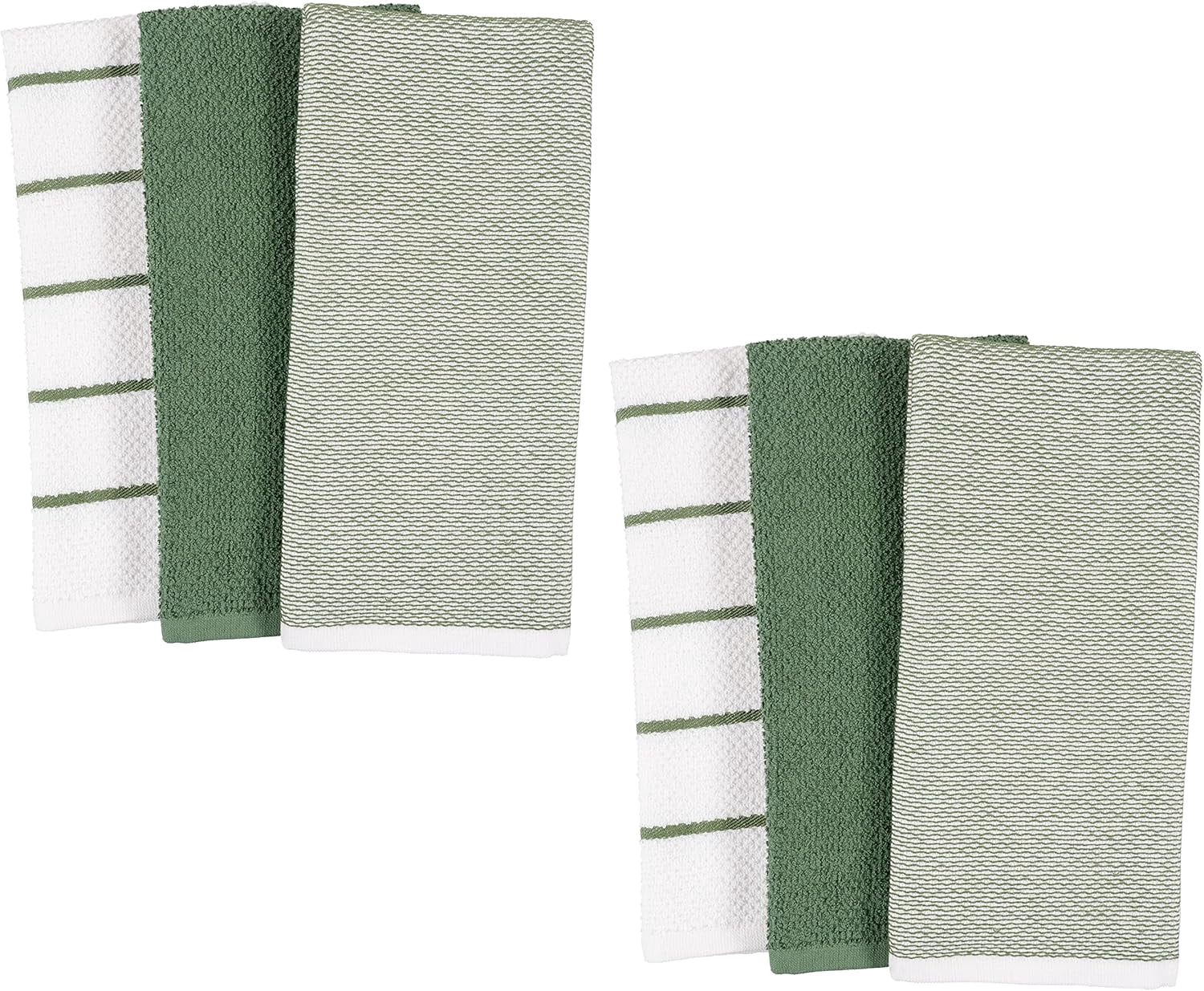 KAF Home Ayesha Curry Cotton Kitchen Towels Set, Absorbent Dish Towels, 18” x 28”, Green, 6 Pack