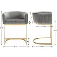 thumbnail image 2 of Dayalane 24.5" Modern Counter Height Bar Stool Set of 2, Velvet Upholstered Bar Stool with Curved Backrest and Gold Metal Frame, Comfy Barrel Stools Kitchen Island Stool for Bar Restaurant, Gray, 2 of 8