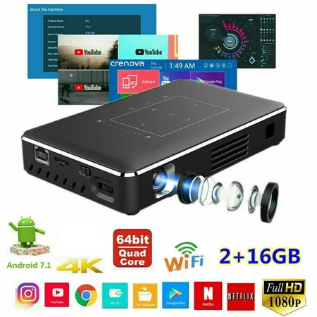 5000 Lumen DLP Android Wifi 4K HD 1080P TOUCH Projector HDMI 2G+16G HDMI