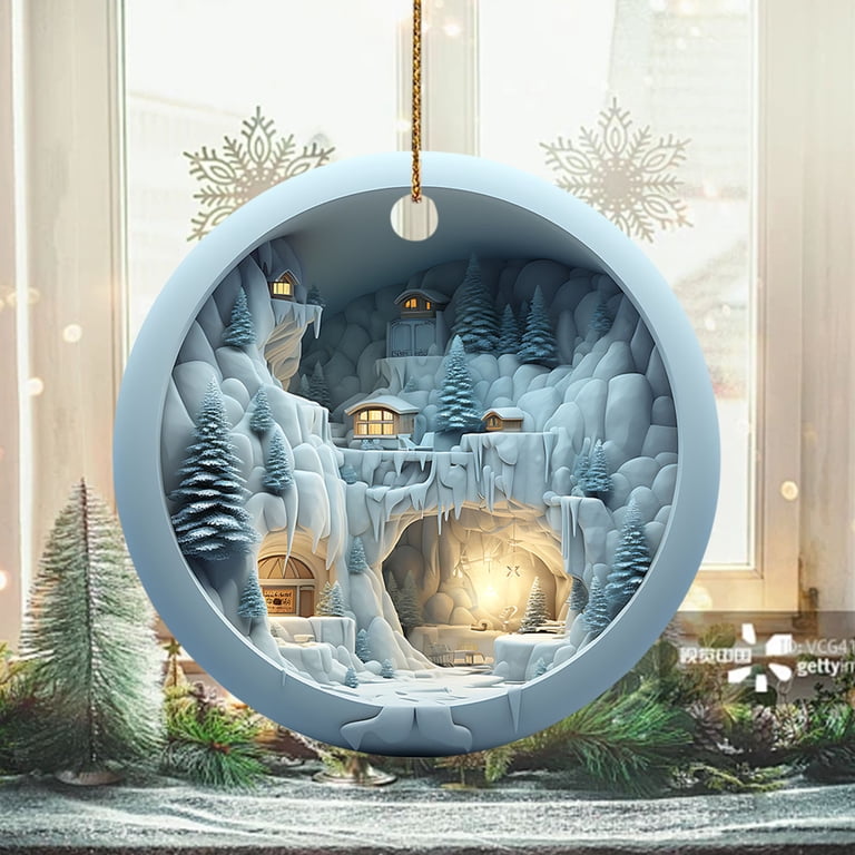 Family In Snow Pajamas Sitting Personalized Acrylic Ornament Ornaments ...