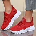 thumbnail image 2 of Women's Mesh Running Shoes Breathable Lightweight Non Slip Platform Athletic Sneakers for Gym Walking Daily Red Size 9.5, 2 of 5
