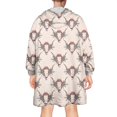 thumbnail image 2 of Beige Buffalo Skull Pattern Wearable Oversized Blanket,Wearable Blanket Hoodie for Adults,Cozy Hooded Blankets with Super Pockets,Super Warm Fuzzy Pullover for Women & Men, 2 of 6