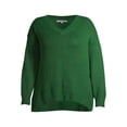 thumbnail image 4 of Heart N' Crush Women's Plus Size V Neck Dropped Shoulder Sweater with Metallic Trim, 4 of 7