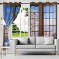 thumbnail image 3 of Brown Wooden Window Blackout Curtains, Winter Snowfield Cedar Landscape Curtain For Bedroom, Christmas Living Room Window Drapes With Grommets 42"W x 63"L (Pack of 2), 3 of 6