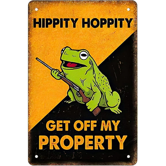 Hippity Hoppity Get Off My Property Retro Funny Metal Sheet Signs, Wall Decoration, Size:8 x 12