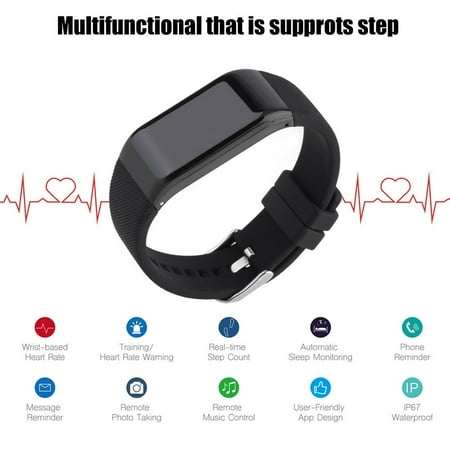 Waterproof Man Woman Heart Rate Monitor Bluetoot h Smart Watch Pedometer Fitness Wrist Watch Smart Bracelet R1