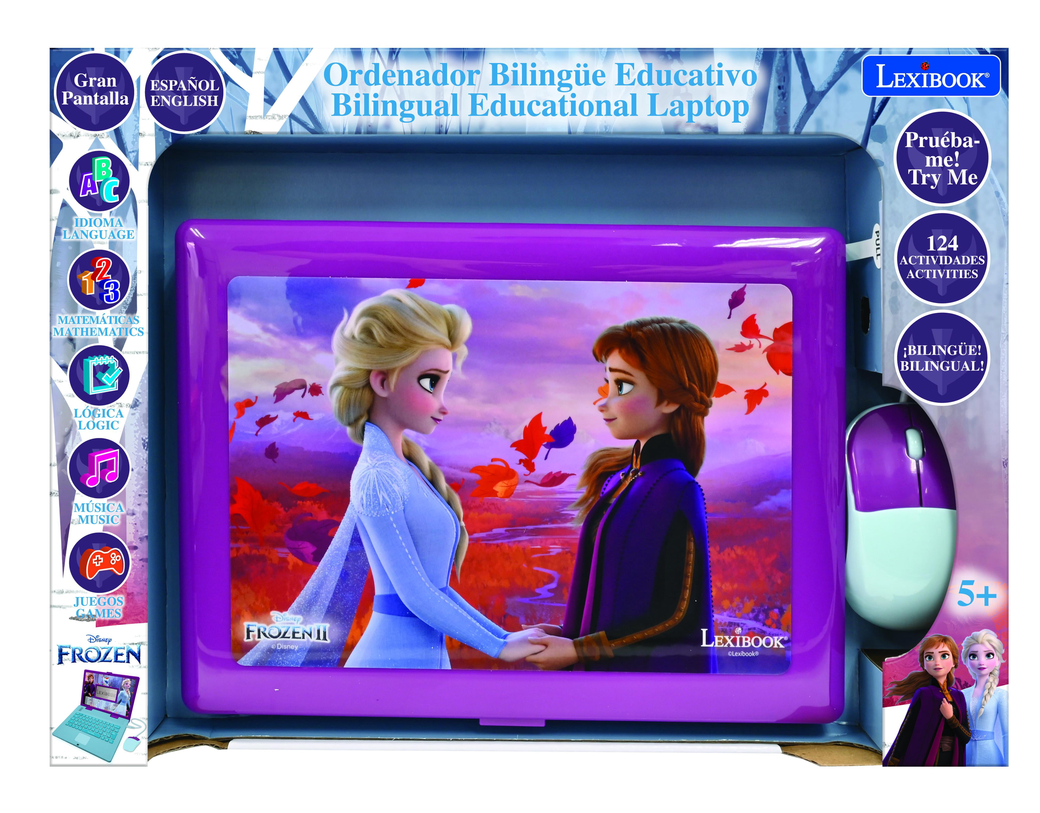 Lexibook Frozen 2 Bilingual Laptop, ES/EN, 124 Acts, Blue/Purple