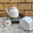 thumbnail image 3 of Vintage Enamel Whistling Tea Kettle - Thickened Stovetop Whistle Kettle for Gas/Electric, Small White Coffee Pot, Easy Pour Spout & Comfortable Handle, Rust-Free Water Boiler, 3 of 7