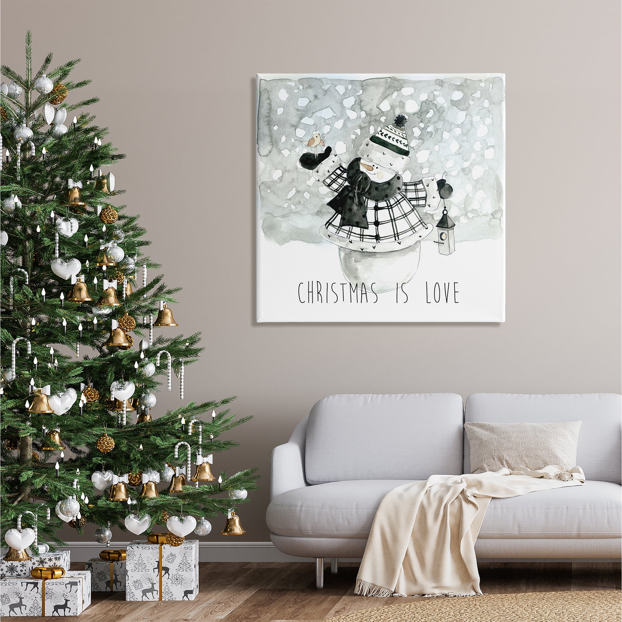 Stupell Industries Christmas Is Love Phrase Holiday Painting Gallery Wrapped Canvas Print Wall Art, 36 x 36
