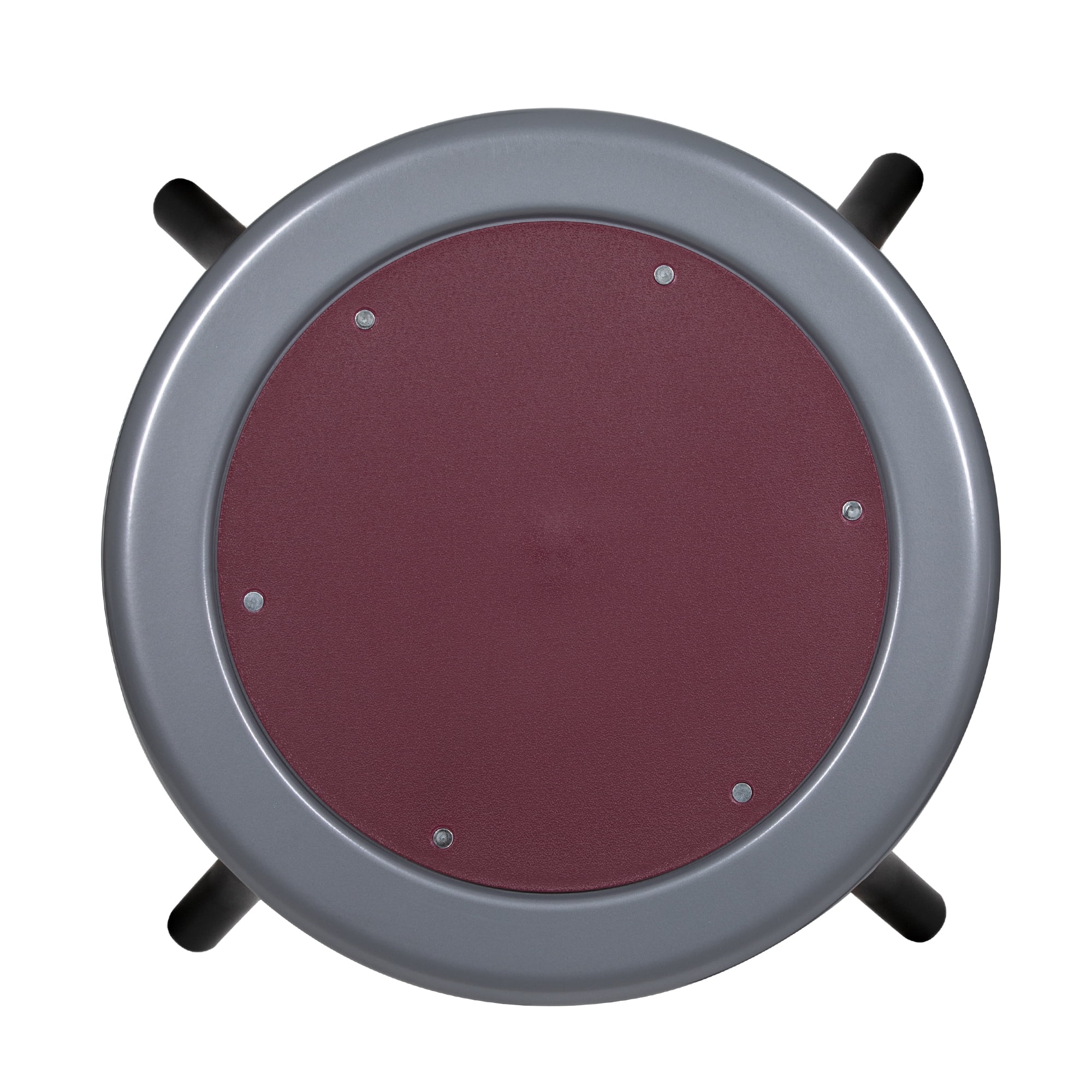 Vince Swivel Stool with Steel Seat, Black Frame, Grey Seat with Burgundy Center