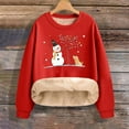 thumbnail image 6 of Antqov Fleece Sweatshirts for Women, Christmas Print Crewneck Pullover Oversized Long Sleeve Tops, Fall Winter Party Trendy Comfortable Thermal Casual Sweatshirt, 6 of 6