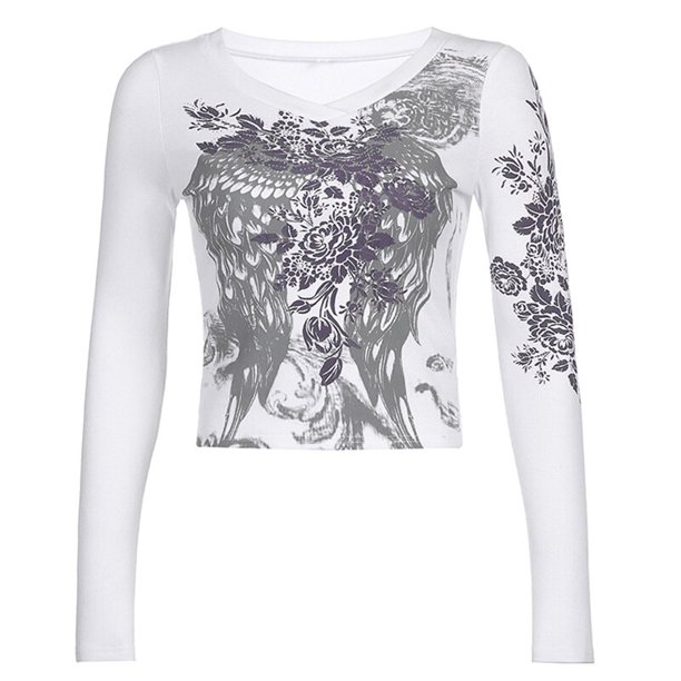 Xingqing, camisetas cortas con diamantes de imitación, estampado gráfico Y2K, ropa Grunge, camiseta Retro estética de hadas, camisetas bonitas Vintage Harajuku Deng Xun unisex
