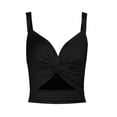 thumbnail image 4 of MESSUEN Camisole Tops for Women Halter Going Out Tops V-neck Crop Summer Deep V Neck Vest Kink Elastic Lace Up Sleeveless Halter Top Basic Top for Women Blouses for Women Dressy Black L, 4 of 6