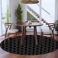 thumbnail image 4 of 8ft Round Rug, Black Morocco Non-Skid Rubber Backing Large Area Rugs - Living Room Bedroom Home Office, Geometric Leaf Diamond Lattice Abstract Indoor Floor Mat Carpets Washable Rug, 4 of 9