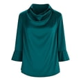 thumbnail image 6 of Womens Tops Elegant Cowl Neck 3/4 Sleeve Satin Work Blouse Spring Summer Shirts for Women Black Xl, 6 of 6