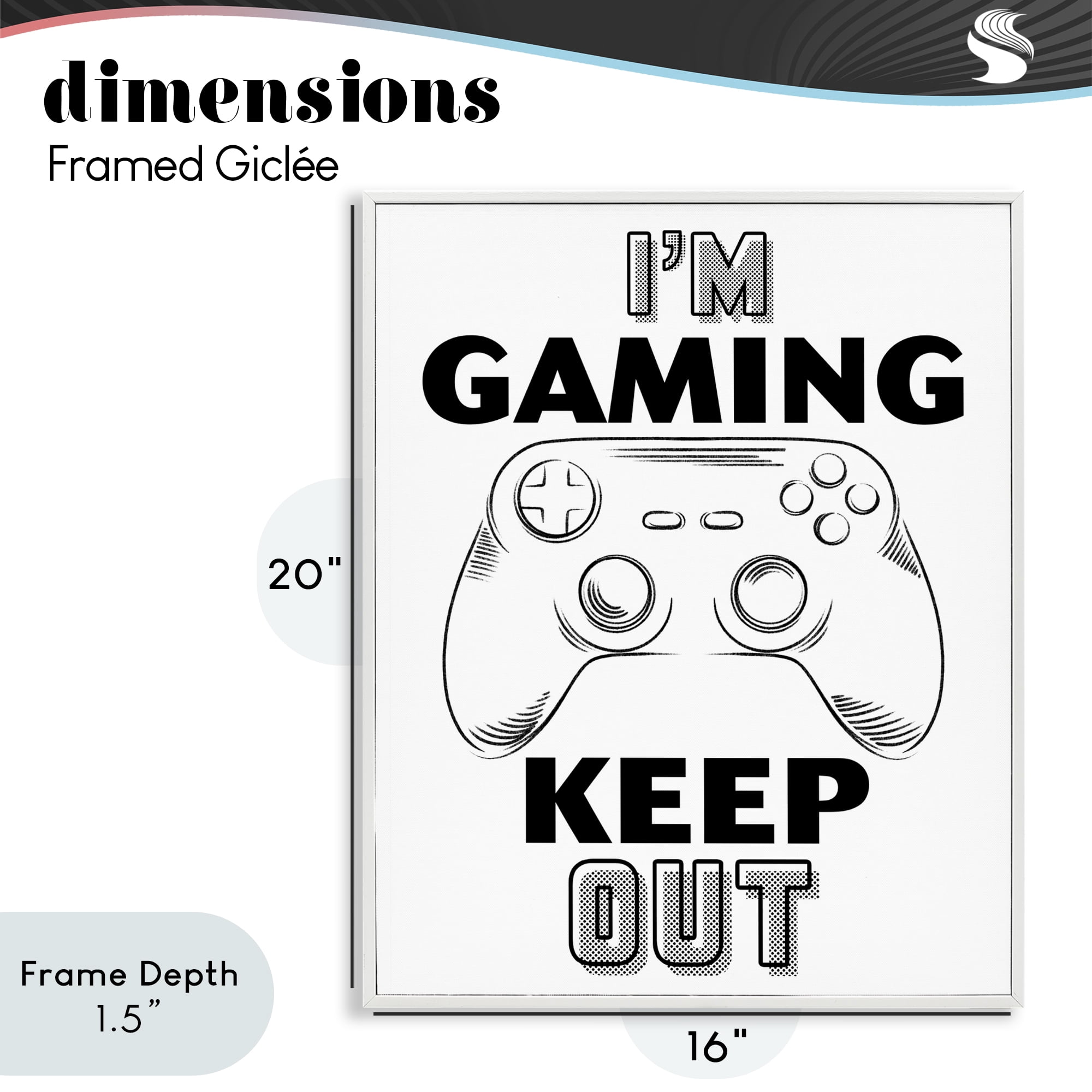 Stupell Industries Gaming Keep Out White Framed Giclee Art, design by Marcus Prime