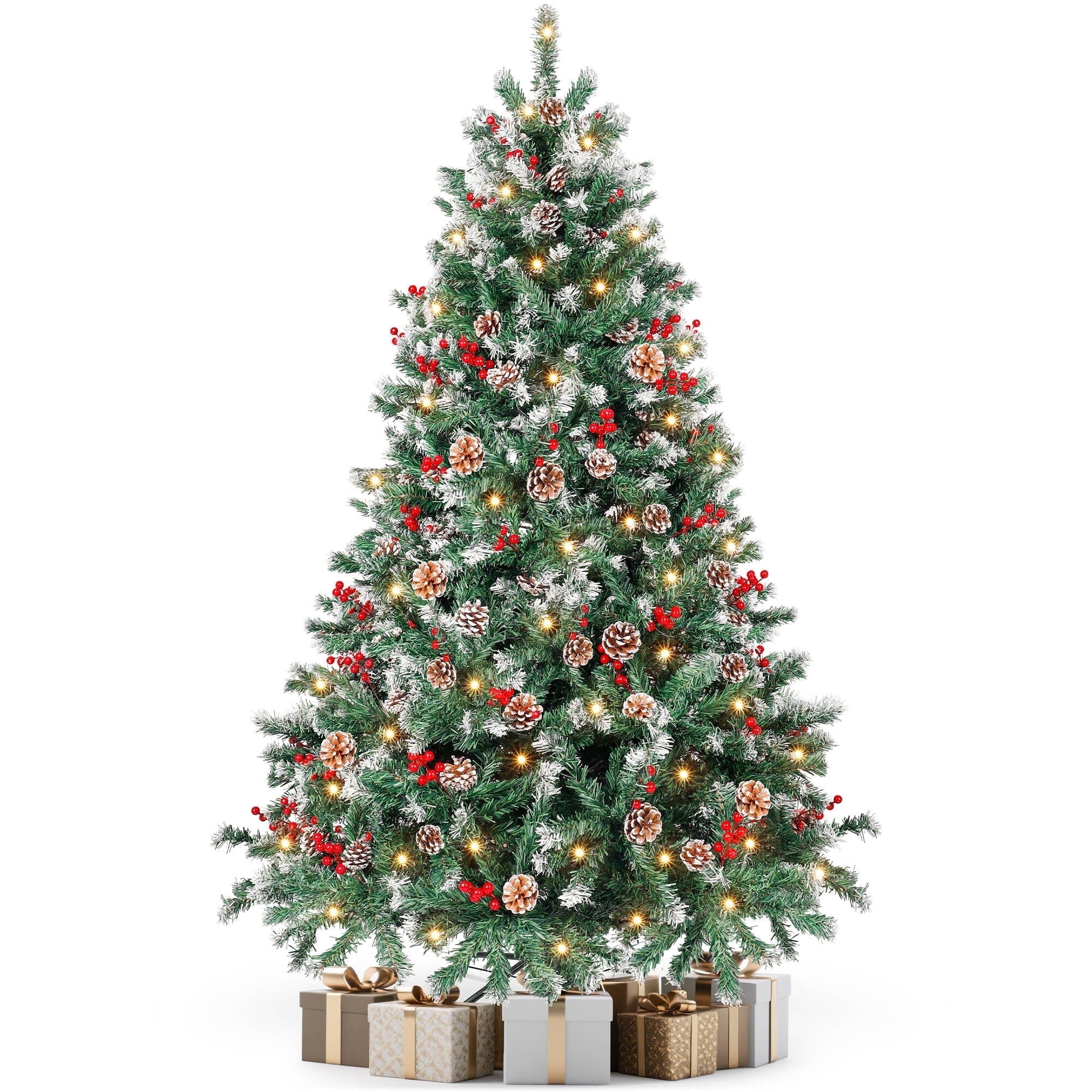 Aufeile 6ft Pre-Lit Hinged Christmas Tree, 250 Warm LED Lights photo 1
