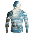 thumbnail image 6 of Men's UPF 50+ Sun Hoodie Long Sleeve Hooded Fishing Shirt Palm & Ocean Scenic Pullover Cooling Ice Silk Breathable Quick-Dry Moisture Wicking 4-Way Stretch for Commute Fishing Hiking Light Blue 2XL, 6 of 7