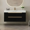thumbnail image 6 of Yardi Yarda 35.4 inch Free-standing Modern Bathroom Vanity with Undermount Sink and Sintered Stone Top, Waterproof Multi-layer Solid Wood Vanity with 4 Drawers Storage for Indoor, Black, 6 of 12