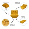 thumbnail image 3 of Sofá Cama Individual Sillón y Taburete NORVAL Florencia Moderno en Lino Mostaza estructura de madera con pata cromada, 3 of 8