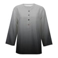 thumbnail image 5 of Idoravan Long Sleeve Shirts for Women Women's Fashion Printed Loose T-shirt 3/4 Sleeves Blouse Round Neck Buttons Tops, 5 of 5