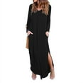 thumbnail image 1 of Robe Décontractée Ample pour Femmes Manches Courtes Col en V Robes Maxi avec Poches, 1 of 1