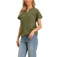 thumbnail image 4 of Summer Short Sleeve Tops for Women Casual V Neck Basic Tee Shirts Blouses XS Green, 4 of 6