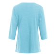thumbnail image 5 of Sopiago Women's 3/4 Sleeve Tops V Neck Button Down Shirts Business Casual Outfit Basic Tees Summer Top 2025 Sky Blue,M, 5 of 6