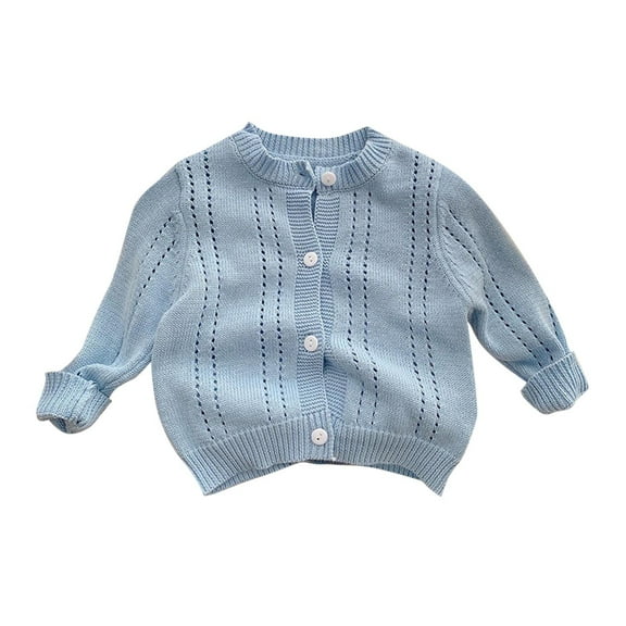Sweaters for Toddler Girls Long Sleeve Button Down Light Blue Knit Cardigan Sweater Warm Autumn Winter Outfits Baby Clothes 3-4 Years