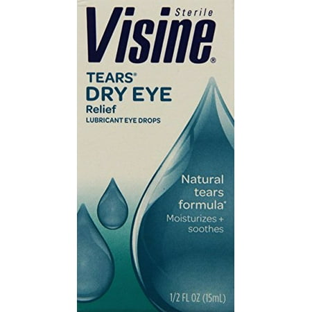 Visine Tears Lubricant Eye Drops for Dry Eye Relief, 0.5-Ounce Bottles Pack of 3