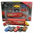 thumbnail image 4 of 7pc Cars 2 Lightning Mcqueen Racer Car&Mack Truck Set Presenter-WELLNGS, 4 of 5