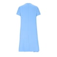 thumbnail image 4 of Vivianyo HD Women's V-Neck Swing Mini Dress, Solid Loose Casual Short Sleeve Summer Tunic Dresses for Women Vacation, Women's Sky Blue, Sizes S-2XL, 4 of 7